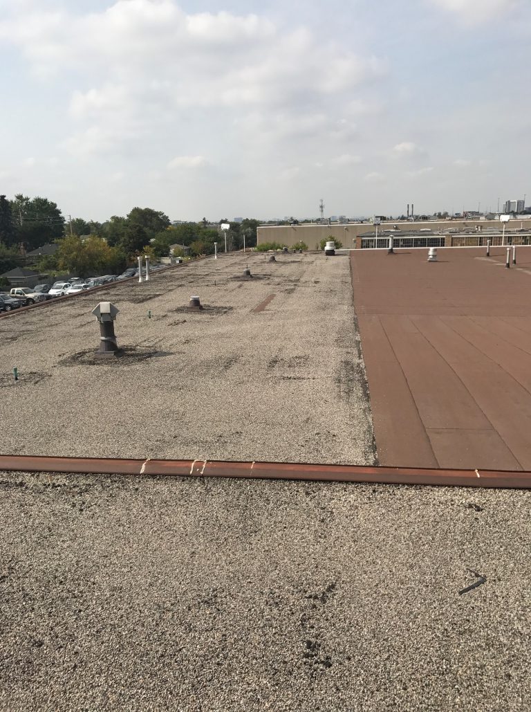 Commercial building flat roof inspection