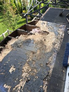 Damaged wood deck flat roof residential Whitby