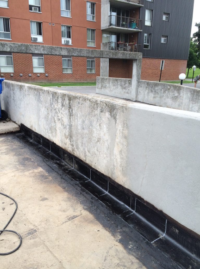 Waterproofing of concrete parking deck in Whitby