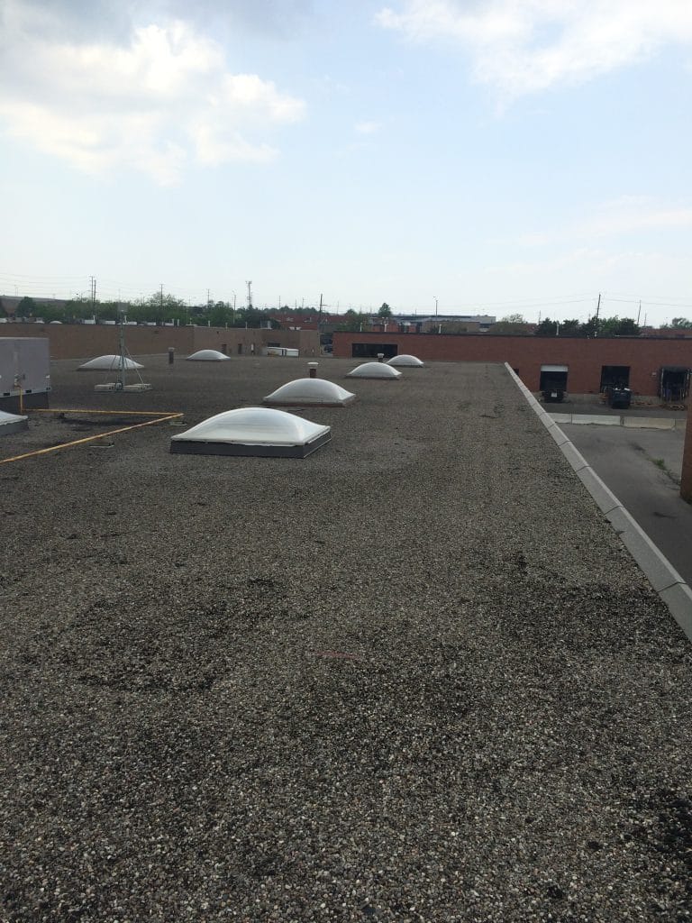 Skylight repairs on commercial building in Mississauga