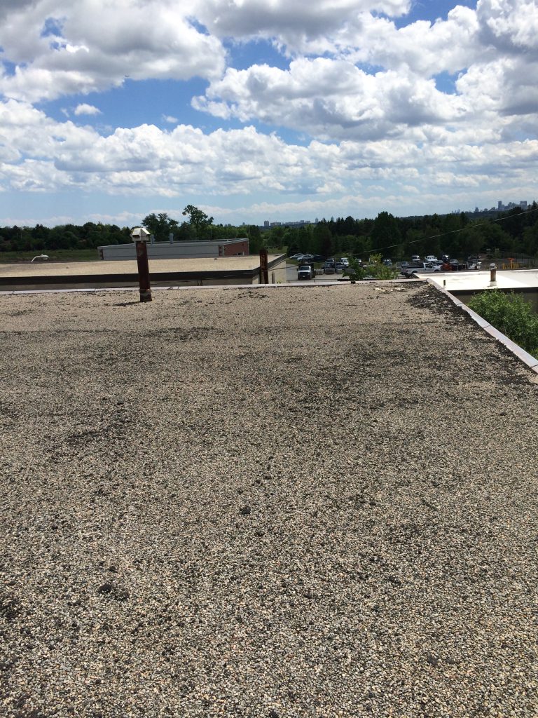 Tar and gravel inspection on flat roof in Markham