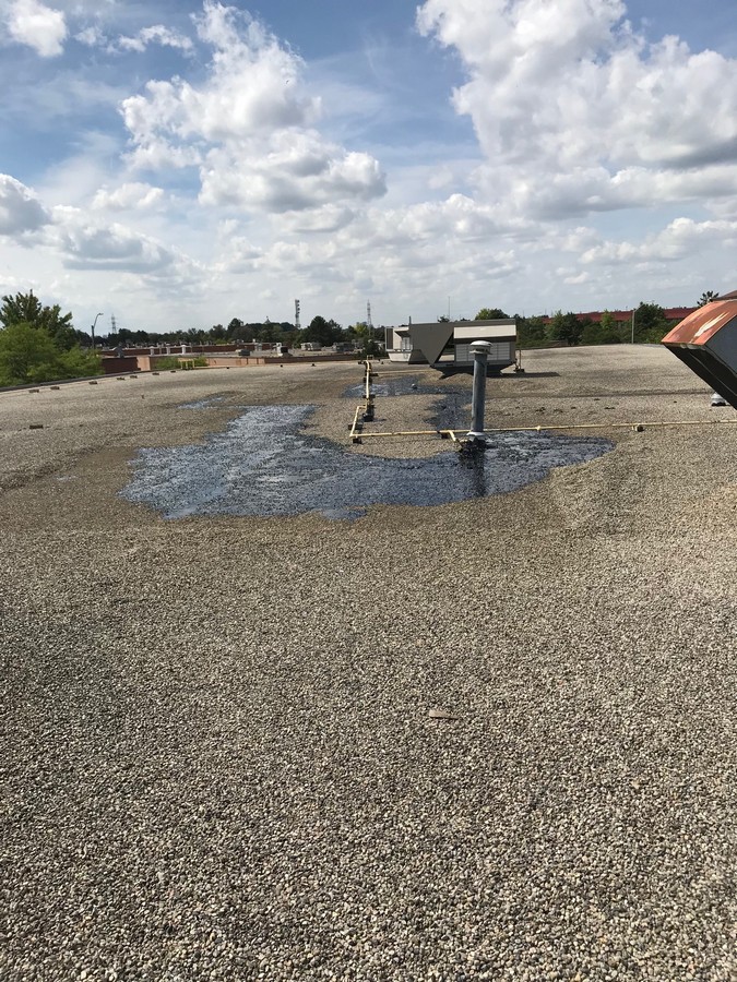 Cold process flat roof repair to commercial building in Markham