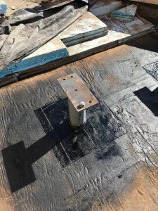 Soprema modified bitumen target flashing on flat roof in Toronto