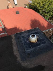 Three inch plumbing stack installed on flat roof in Toronto