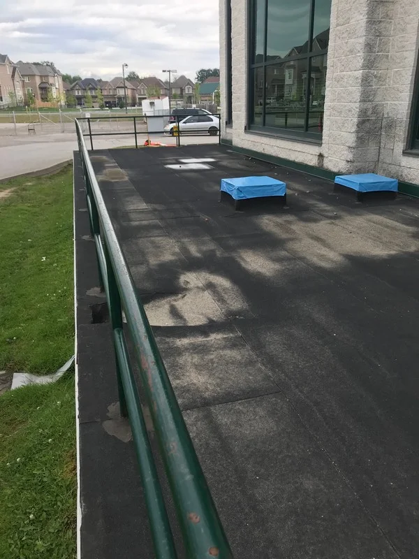 Bakor Blue skin membrane installed on roof curb on flat roof in Pickering